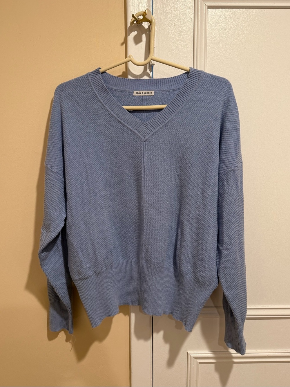 NWOT Theo & Spence V-Neck Light Blue Knit Sweater